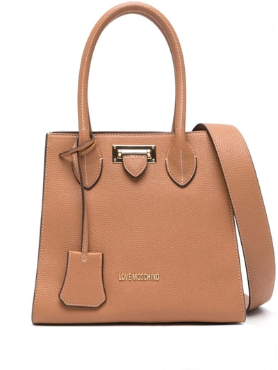 Love Moschino Tote Bag With Logo In Camel