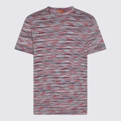 Missoni Multicolor Cotton T-shirt In Red And Blue Space Dyed