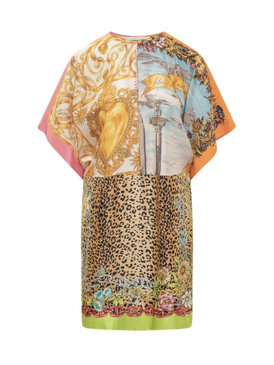 Moschino Scarf Print Mini Kaftan In Multicolor