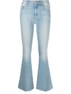 Mother The Hustler Flared Jeans In Blu Denim Chiaro