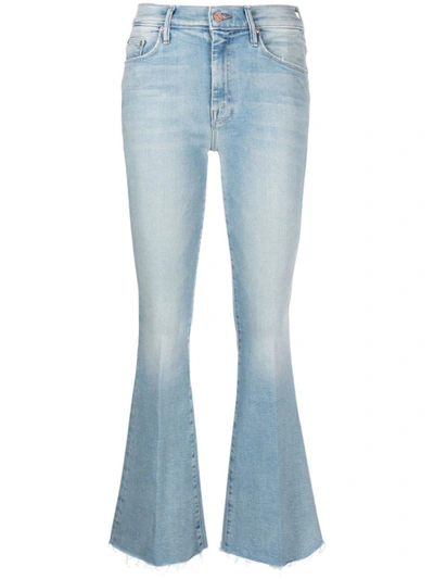 Mother Super Cruiser Distressed Mid-rise Flared Jeans In Blue
