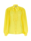 Msgm Bow Neck Shirt With Pleated Shoulders In Yellow