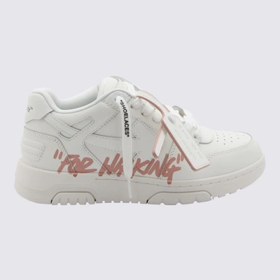 OFF-WHITE OFF-WHITE WHITE AND PINK LEATHER OUT OF OFFICE SNEAKERS