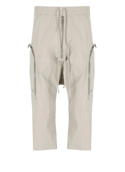 Rick Owens Zip Detailed Drawstring Trousers In Grey