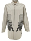 RICK OWENS WHITE SHIRT WITH CONTRASTING EMBROIDERY IN STRETCH COTTON MAN