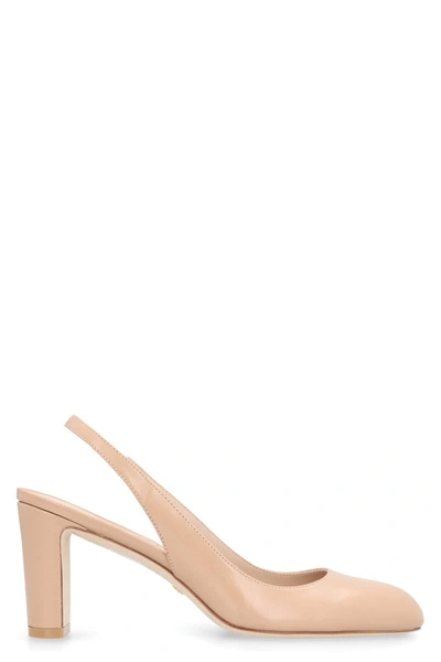 Stuart Weitzman Vida 75 Leather Slingback Pumps In Tan