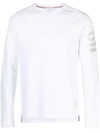 Thom Browne Long Sleeve Tee With 4 Bar Stripe In Milano Cotton Clothing In White