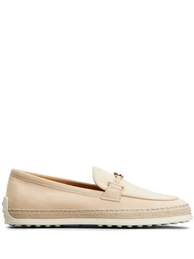 Tod's Loafers With Buckle In Beige