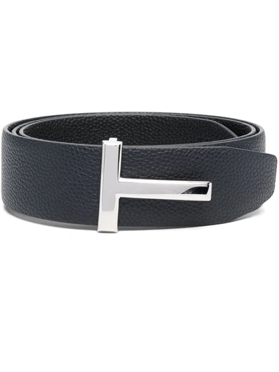 Tom Ford Reversible Logoed Belt In Blue