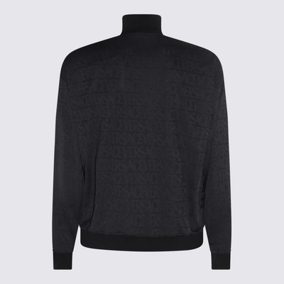 Versace Allover Zip-front Sweatshirt In Black
