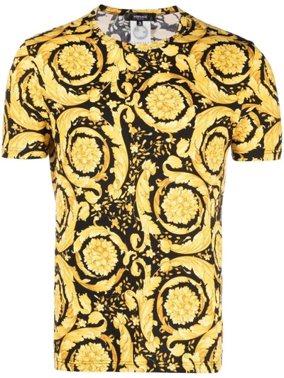 Versace Crewneck T-shirt With Print In Multicolour