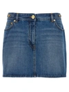 Versace Cotton Denim High Waist Mini Skirt In Blue