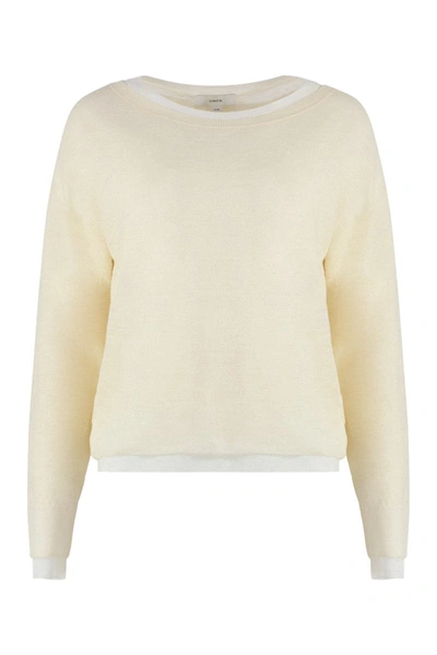 Vince Long Sleeve Crew-neck Sweater In Ivory