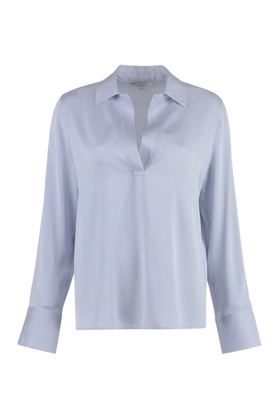 Vince Silk Blouse In Blue