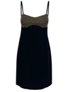 Michael Michael Kors Mini Black Dress With Cut-out And Rhinestones In Stretch Fabric Woman In Blu