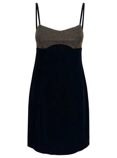 MICHAEL MICHAEL KORS MINI BLACK DRESS WITH CUT-OUT AND RHINESTONES IN STRETCH FABRIC WOMAN