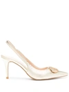 Twinset Slingback With Logo In Golden