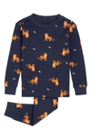 FIRSTS BY PETIT LEM FIRSTS BY PETIT LEM TIGER PRINT FITTED TWO-PIECE ORGANIC COTTON PAJAMAS