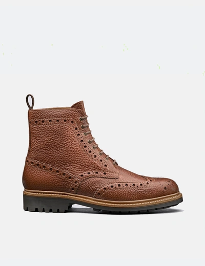 Grenson Fred Brogue (natural Grain) In Tan