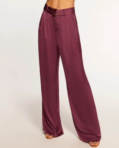Ramy Brook Amaya Wide Leg Belted Trouser In Cabernet