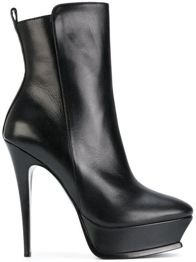 Saint Laurent Leather Tribute Platform Ankle Boots 135 In Black