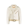 Chloé Suede-trim Shearling Moto Jacket In Beige
