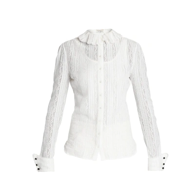 Saint Laurent Embroidered Blouse In White