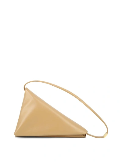 Marni Prisma Triangle Bag In Beige Leather In Brown