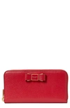 Kate Spade Morgan Embellished Bow Saffiano Leather Wallet In Perfect Cherry