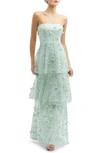 Dessy Collection Sequin Embroidered Strapless Tiered Gown In Celadon