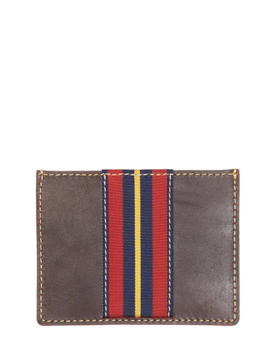 J.mclaughlin J. Mclaughlin Stripe Leather Card Case In Brown