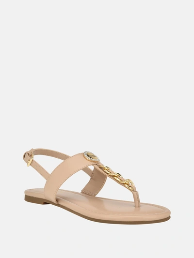 Guess Factory Livvy Chain T-strap Sandals In Beige