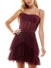 CITY STUDIO JUNIORS WOMENS TIERED RUFFLED COCKTAIL AND PARTY DRESS