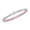 ROSS-SIMONS SIMULATED PINK SAPPHIRE TENNIS BRACELET IN STERLING SILVER