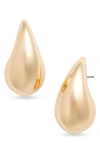 Open Edit Polished Teardrop Stud Earrings In Gold