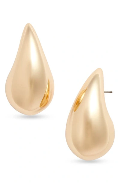 Open Edit Polished Teardrop Stud Earrings In Gold