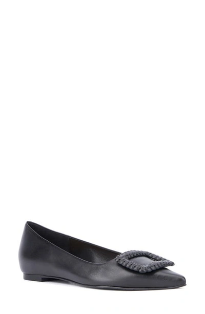 Aquatalia Jena Pointed Leather Ballerina Flats In Black