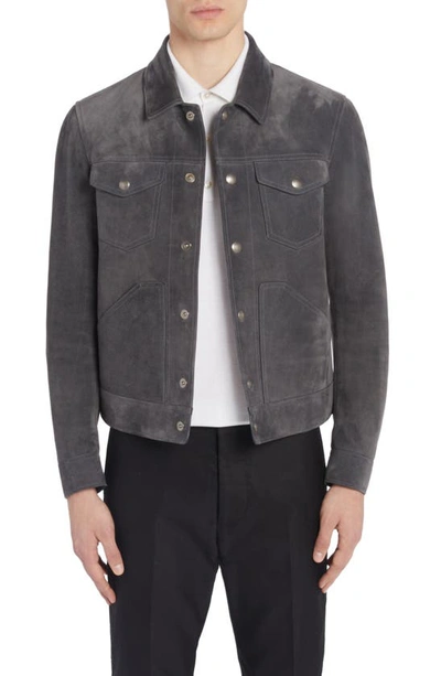 Tom Ford Brushed Suede Western Jacket In Grey