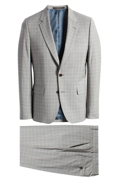 Paul Smith Tailored Fit Plaid Wool Suit In Grey