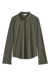 Rag & Bone The Ribbed Mixed Media Button-up Shirt In Olive