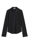 Rag & Bone The Ribbed Mixed Media Button-up Shirt In Black