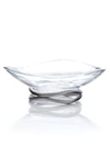 Nambe Braid Collection Centerpiece Bowl In Chrome Plate And Glass