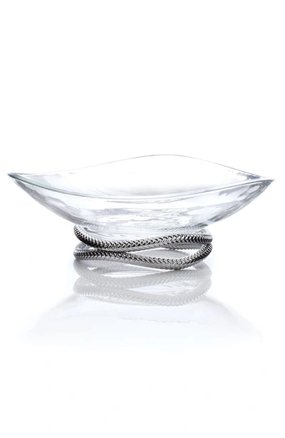 Nambe Braid Collection Centerpiece Bowl In Chrome Plate And Glass