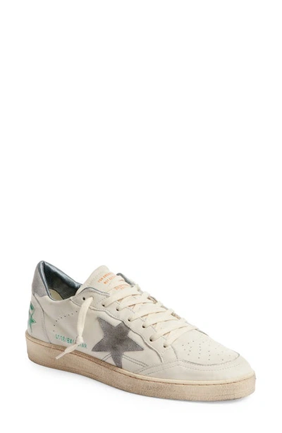 Golden Goose Ball Star Low Top Sneaker In Optic White/ Silver Sconce