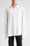 Proenza Schouler Long Sleeve Marocaine Crepe Shirt In Off White
