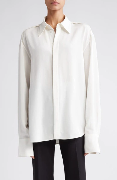Proenza Schouler Long Sleeve Marocaine Crepe Shirt In Off White