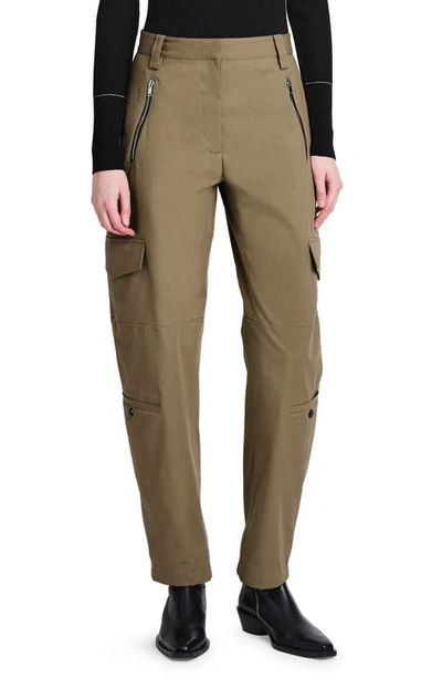 Proenza Schouler Stretch Cotton Suiting Cargo Trousers In Dark Khaki