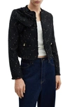 Mango Metallic Tweed Jacket In Black