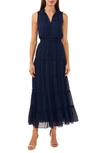 Halogen Sleeveless Tiered Maxi Dress In Classic Navy