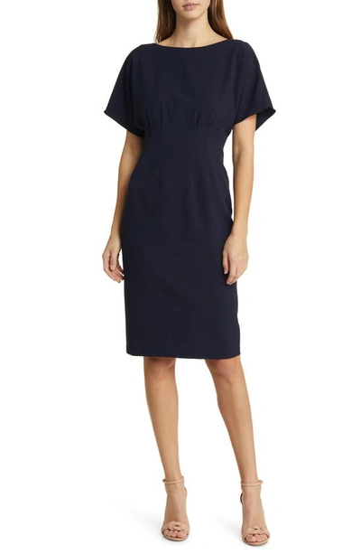 Eliza J Flutter Sleeve Dress In Navy